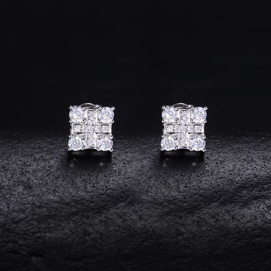 Ice Stone Trendy Men’s VVS D Moissanite Cross Stud Earrings 925