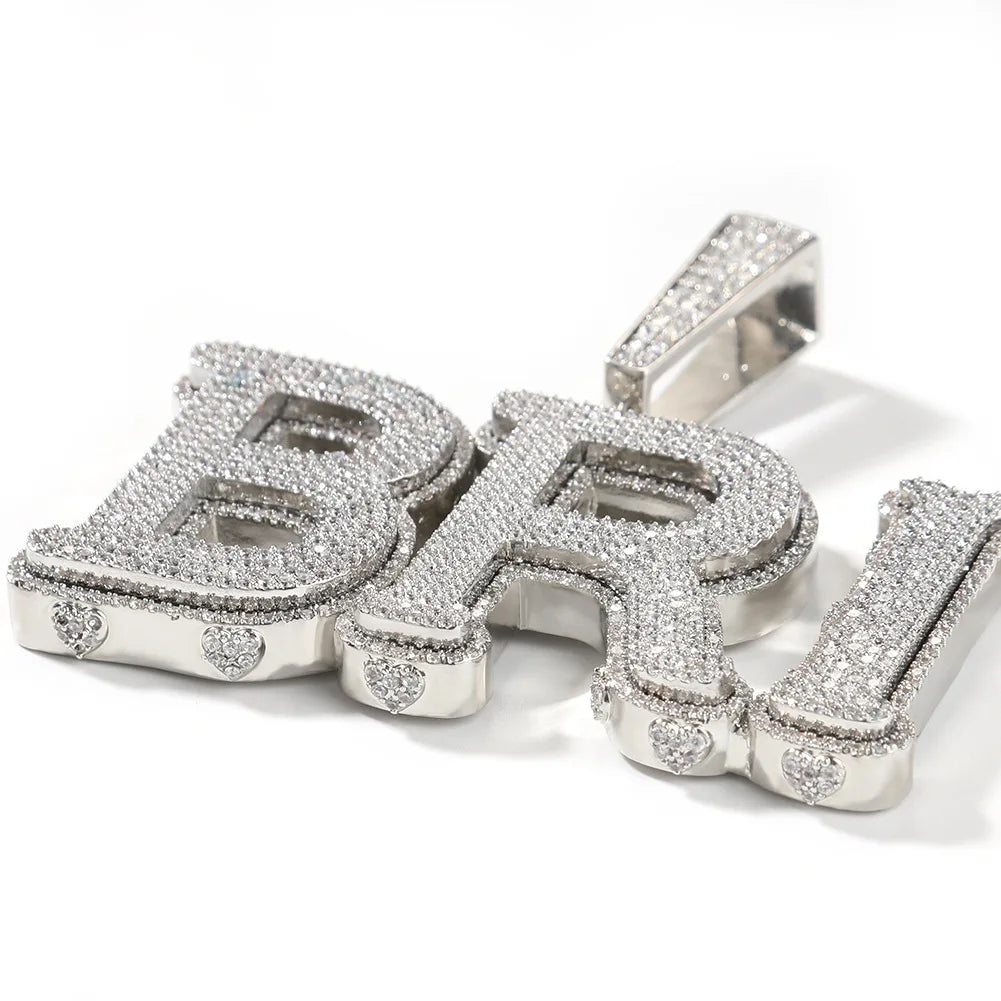 Big Size Thick Custom Name Necklace Iced Out 5A CZ 18K Gold Plated Custom Pendant Shiny Name Pendant