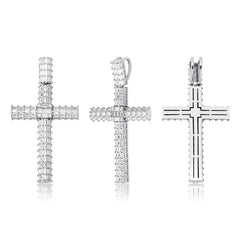 Hip hop Jewelry Sterling Silver Long Chain Jesus cross pendant Rhinestone Crystal full diamond Pendant Men Jesus Cross Necklace