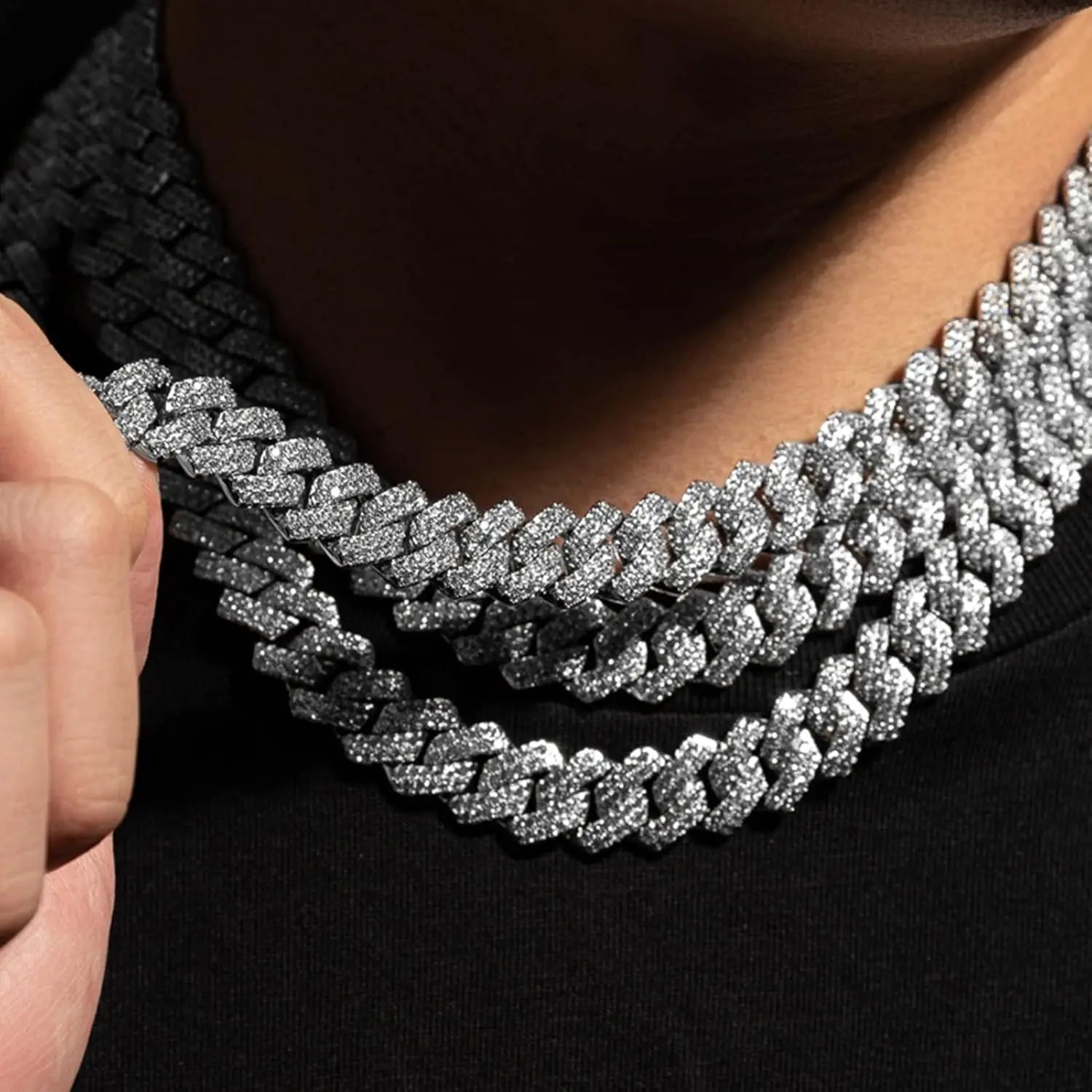 Hip Hop Fashion Brass Link Cuban Chain With 14K 18K Iced Out 5A Zircon 6mm-18mm Moissanite Cuban Bracelet Necklace Jewelry