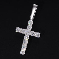 925 Sterling Silver Clear Head Cross Pendant Jewelry Luxury Necklace Sparkling VVS D Moissanite Diamond Pendant for Rapper