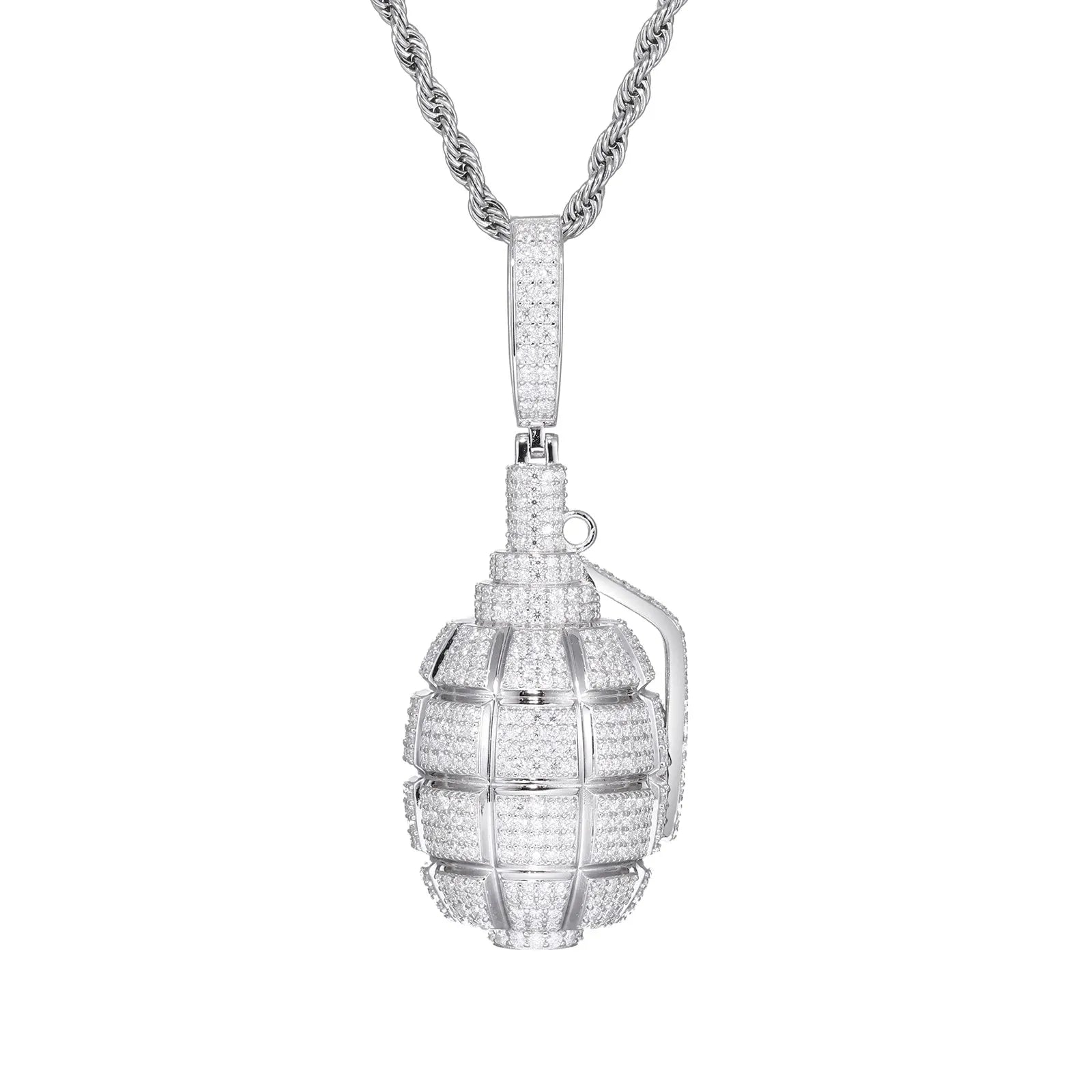 VVS D Moissanite Hand Grenade Shape Pendant 925 Silver & 18K Gold Finish Jewelry Gift for Him & Her for Men and Women