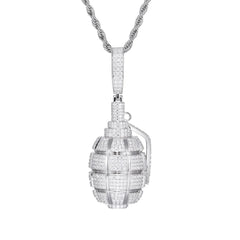 VVS D Moissanite Hand Grenade Shape Pendant 925 Silver & 18K Gold Finish Jewelry Gift for Him & Her for Men and Women