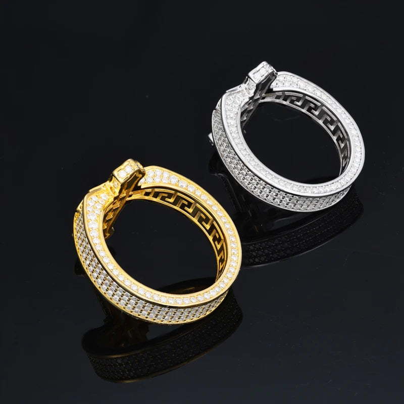 Fashion Moissanite Ring 925 Sterling Silver Baguette Diamond Cross Ring Sparkling Hip Hop Rappers Cross Jewelry Ring for Man