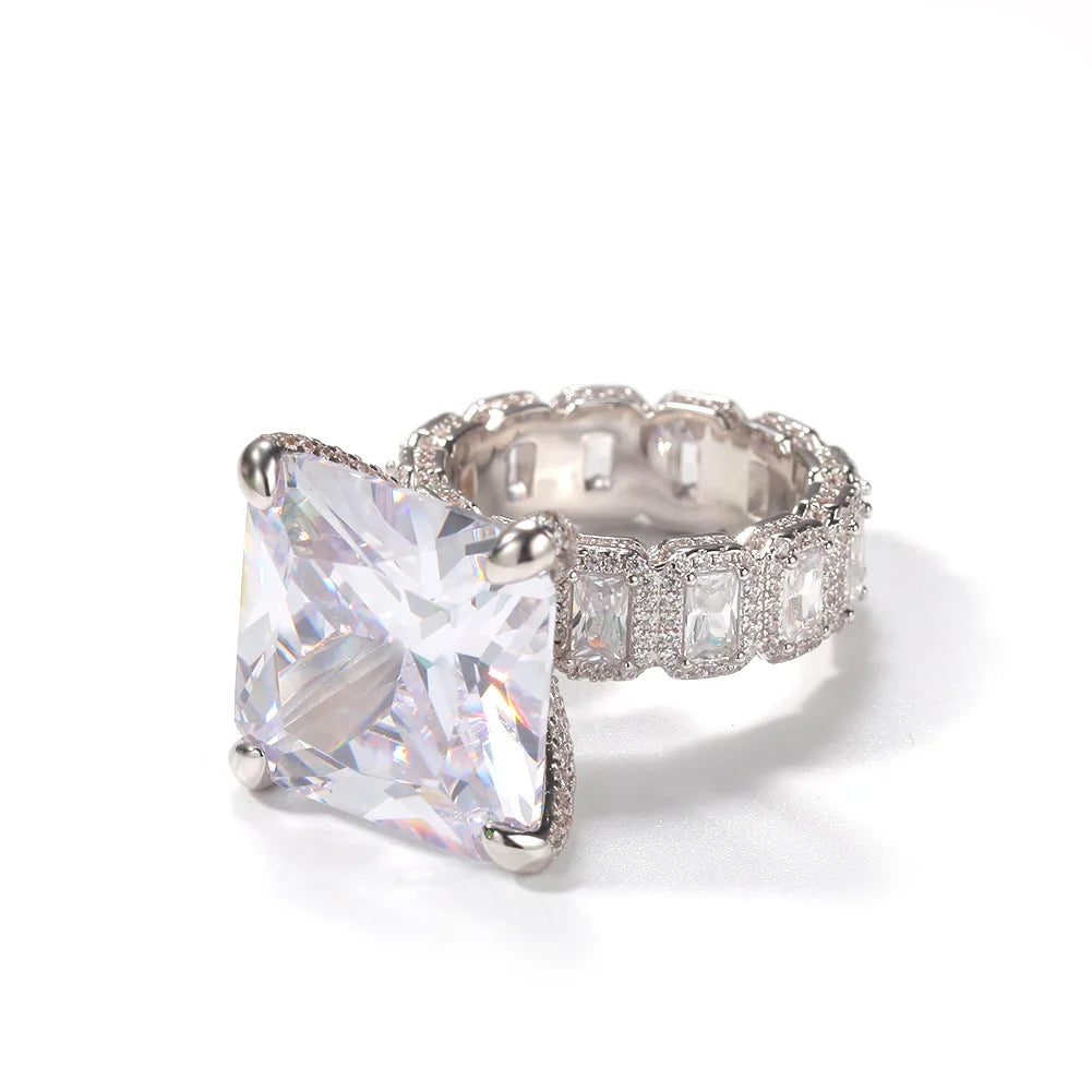 Big Diamond Fashion 2020 Gemstone Hip Hop Gold Plated Zircon Iced Out Sparking Wholesale Ring For Men Jewelry