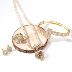 Ice Stone White Gold Jewelry Set Women