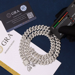 Ice Stone Sterling Silver 925 Miami Cuban Link Necklace