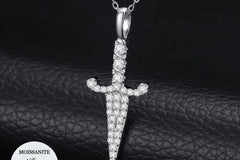 Moissanite 925 Sterling Silver Knife Pendant Iced Out Moissanite Pendant Pass Diamond Tester Silver Necklace  Women Jewelry