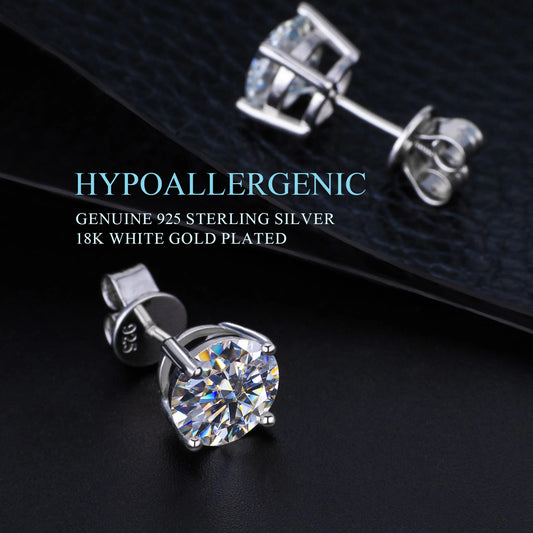 Ice Stone Moissanite Silver Stud Earrings for Women