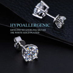 Ice Stone Moissanite Silver Stud Earrings for Women