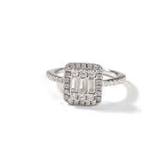 Fine Jewelry Iced Out Square Baguette Diamond Ring Trendy Design Hip Hop Clear CZ Gold Plated Women Ring