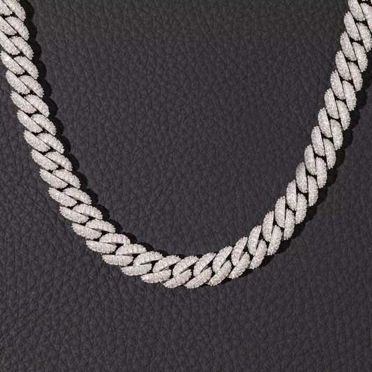 Ice Stone 10mm Two Rows Moissanite Cuban Necklace