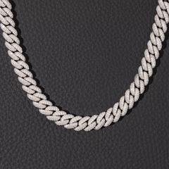 Ice Stone 10mm Two Rows Moissanite Cuban Necklace