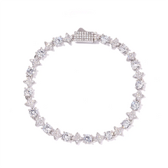 Exquisite 5mm Silver Moissanite Star Tennis Bracelet with Sparkling Moissanite Gems and Secure Spring Clasp