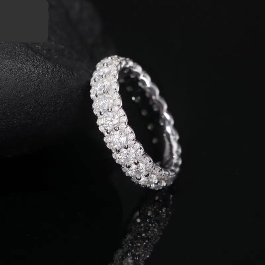D Color Moissanite Diamonds Eternity Band 925 Sterling Silver Ring, Eternal Diamond Wedding Band Jewelry