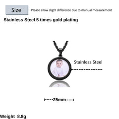 Ice Stone Multicolor Stainless Steel Custom Photo Necklace