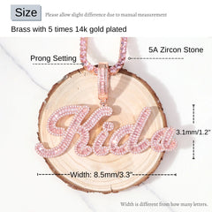 Ice Stone Custom Gold Baguette Letter Necklace