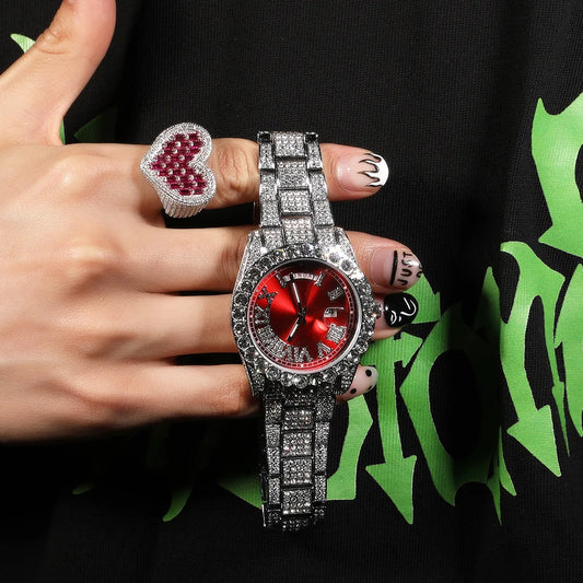 Ice Stone New Hip Hop Shiny Diamond Silver Gold Watch