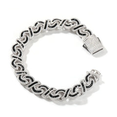 Iced Out Baguette Prong Setting Infinite Cuban Link Chain Black Pink Square CZ Gold Plated Cuban Necklace Mens Jewelry