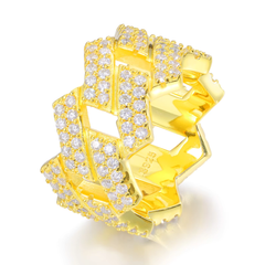 Ice Stone Punk Cuban Link Moissanite Silver Ring