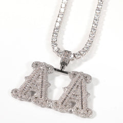 Ice Stone New Iced Out Initials Pendant Necklace