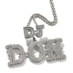 Top Icy Luxury Custom Name Pendant Chain with Diamonds Hip Hop Iced Out CZ Custom Hook Style Baguette Necklace