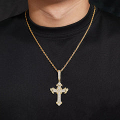 Ice Stone Iced Out 925 Silver Moissanite Cross Pendant