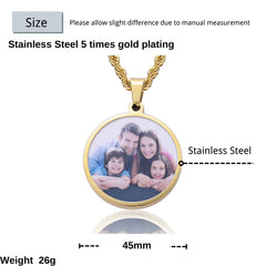 Ice Stone Multicolor Stainless Steel Custom Photo Necklace