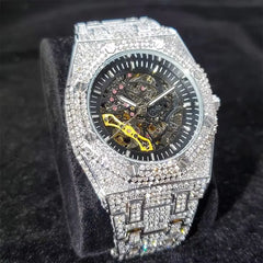 Ice Stone Mechanical Fashion Diamond Bling Silver Gold Watch