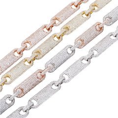 Clip Shape Cuban Link Chain CZ Tennis Chain 5A Zircon White Gold 18k Gold Plated Fashion Cuban Necklace Silver Cuban Chain