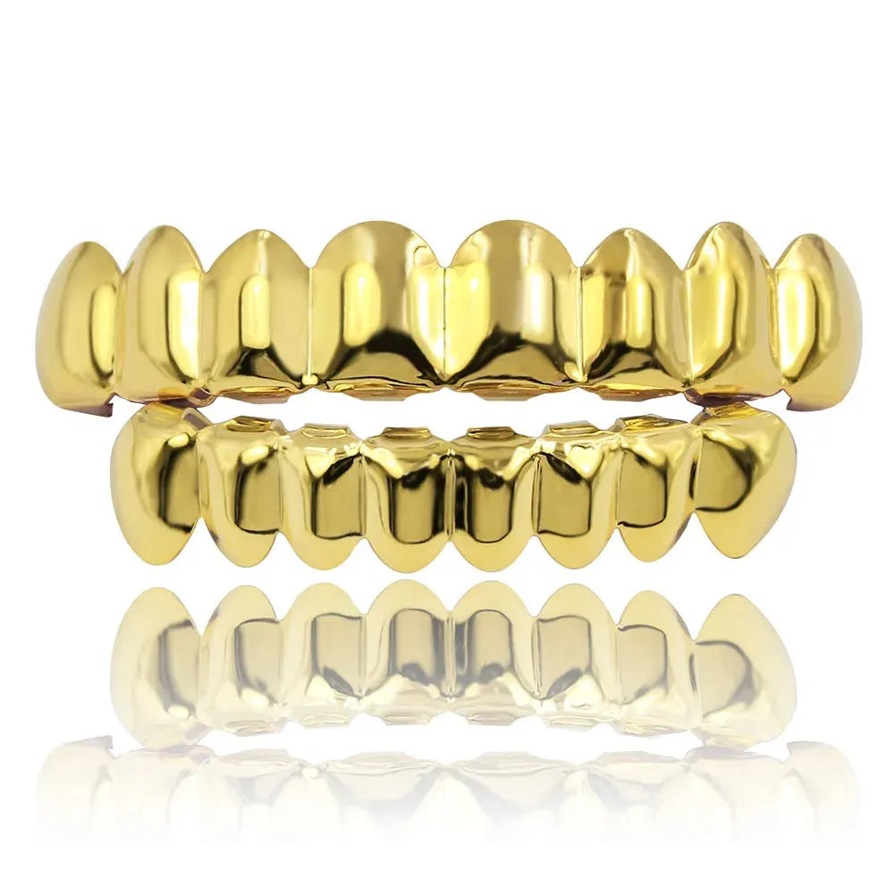 Gold Grillz Smooth Surface Flat Teeth Gold Teeth Hip-hop Accessories Grillz Grills