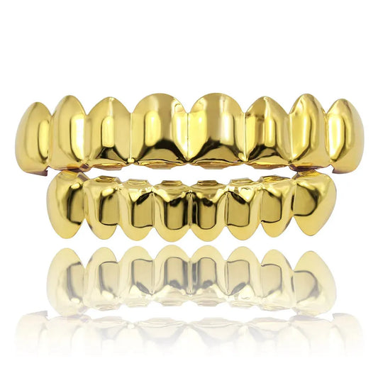 Gold Grillz Smooth Surface Flat Teeth Gold Teeth Hip-hop Accessories Grillz Grills