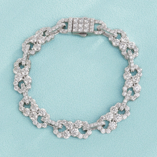 Full Diamond 10MM Infinite Cuban Chain Hip Hop Jewelry Unisex 925 Sterling Silver Bracelet Necklace Fine Jewelry