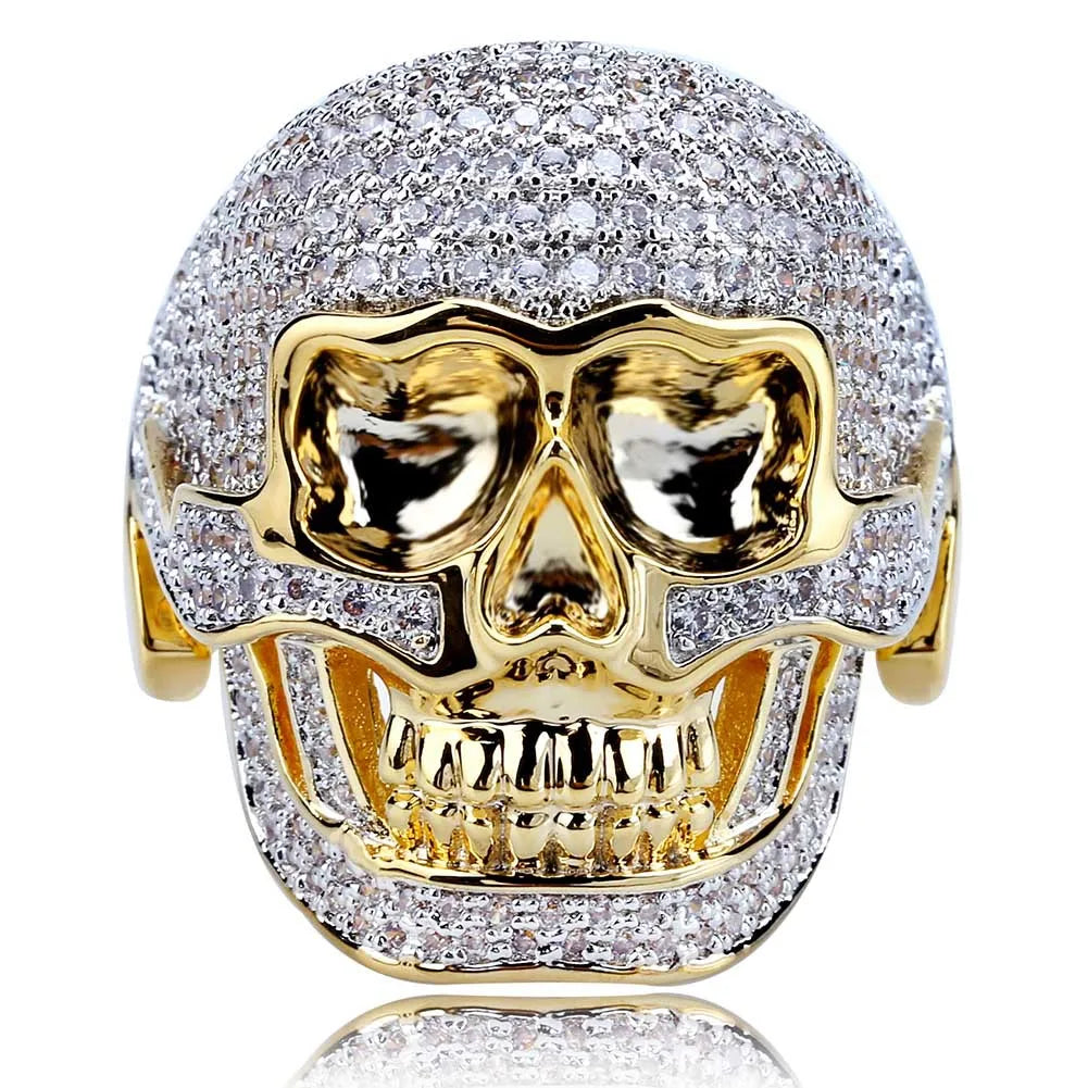 Hip hop Jewelry distribution ring personality 2019 Classic Vintage Skull Gothic Men brass zircon Punk Style bling bling Ring