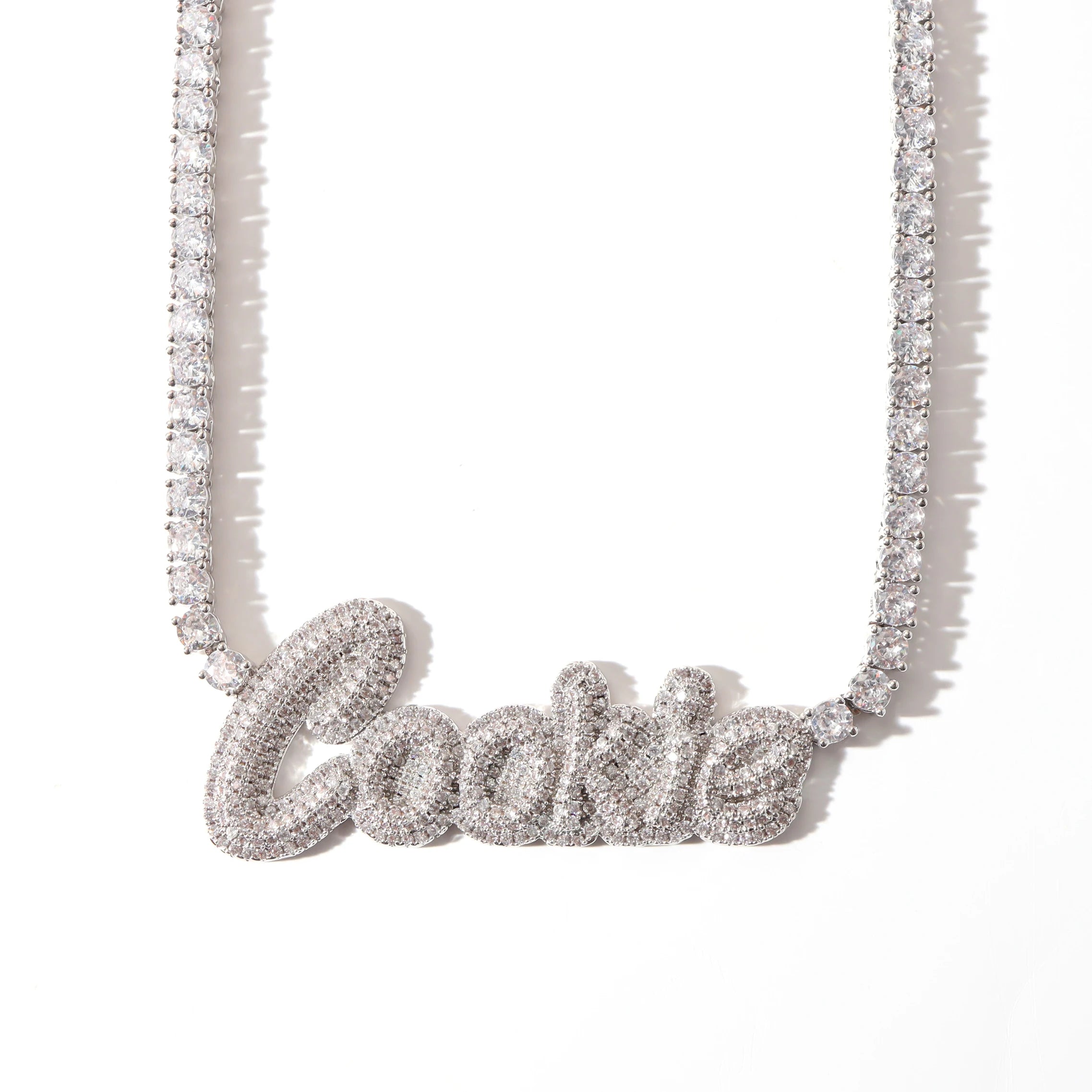 Ins hot luxury preminium iced out custom necklace brass AAA zircon custom necklace jewelry custom name necklace 18k gold plated