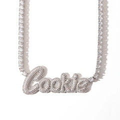 Ins hot luxury preminium iced out custom necklace brass AAA zircon custom necklace jewelry custom name necklace 18k gold plated