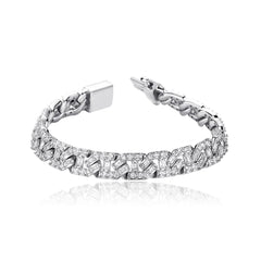 2022 New Arrival Ins 18K Gold Plated Necklace 9mm Cuban Chain Iced Out Rectangle CZ Hip Hop Jewelry Men Necklace Bracelet Set