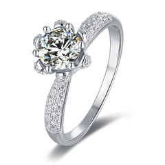 Fine Jewelry Custom logo 1.0ct halo Ring 925 Sterling Silver Ring Jewelry Moissanite Diamond Women