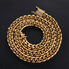 6mm 8mm 12mm 18mm CZ Diamond Clasp Stainless Steel Miami Cuban Link Chain 18k Gold Silver Color Cuban Link Chain Necklace