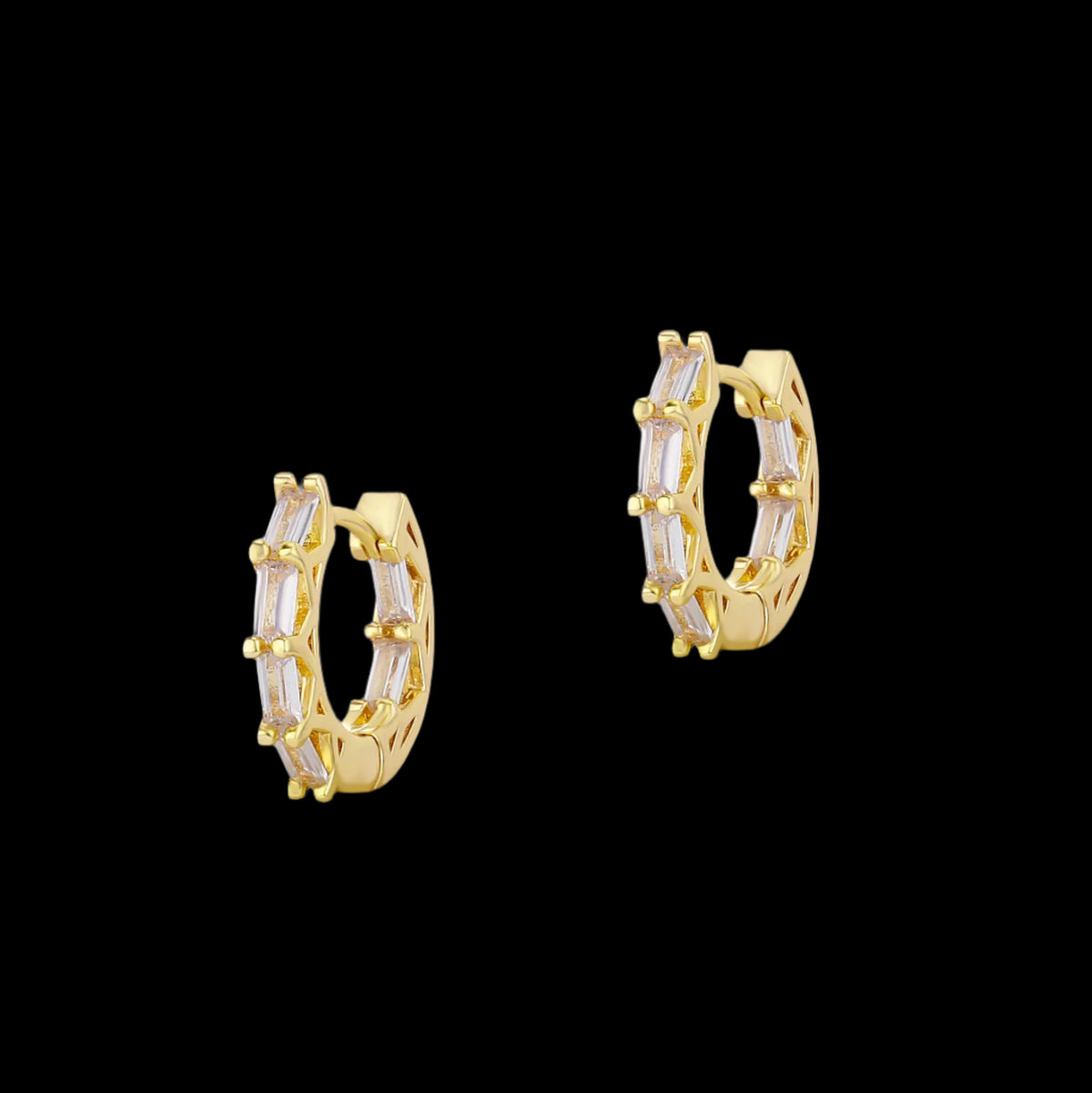 Ice Stone 14K Gold Plated 5A Zircon Hollow Circle Studs