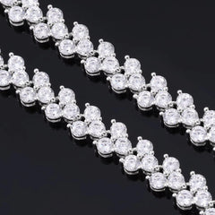 Ice Stone Valentine’s Gift Three Stone Heart 12mm VVS Moissanite Tennis Bracelet