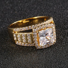 TOP ICY Fashion Hip Hop Gold Big Diamond Ring Hot Selling Iced Out CZ Men Rings Jewelry 18K Gold Plated