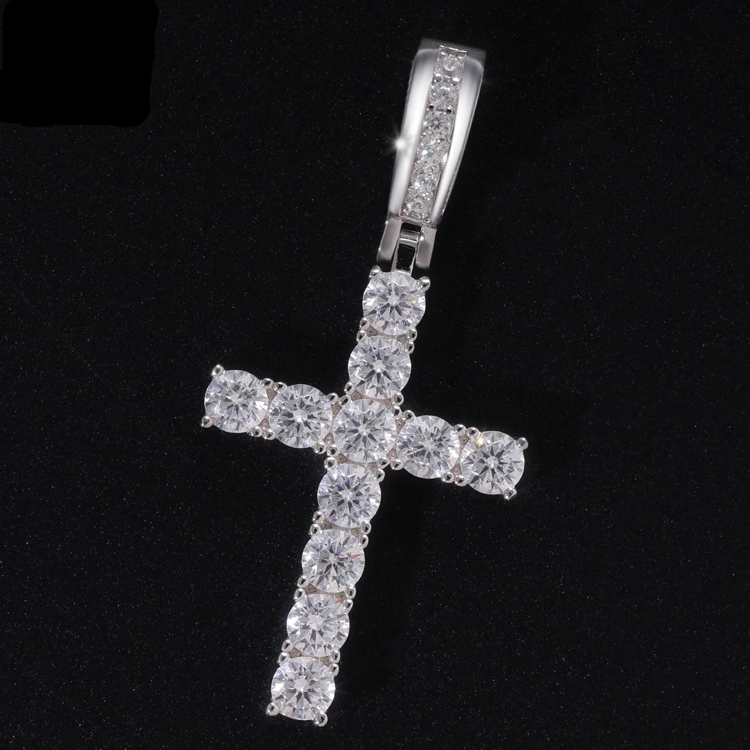 Luxury Necklace Hip Hop Sparkling VVS D Moissanite Diamond Pendant Necklace 925 Sterling Silver Jewelry Cross Pendant