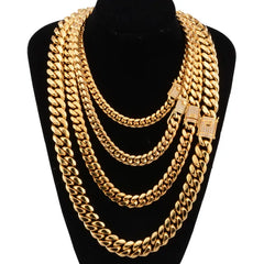 All Size 316L Stainless Steel Cuban Link Chain 18k Gold Long Chain Hot Sale Cheap American Mexico Style Gold Necklace