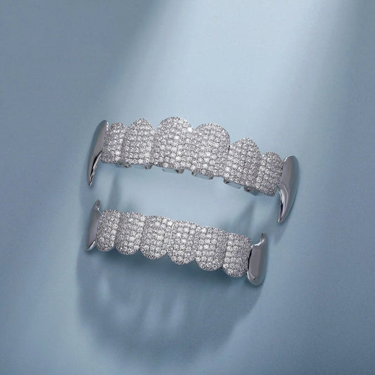 Vampire Eight Full Diamond Gold Electroplated Teeth Personalized Teeth Grills for Men Rapper Jewelry