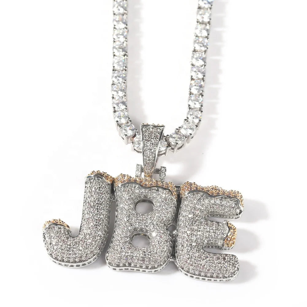 Ice Stone Custom Initial Pendant Hip Hop