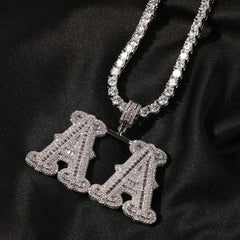Ice Stone New Iced Out Initials Pendant Necklace