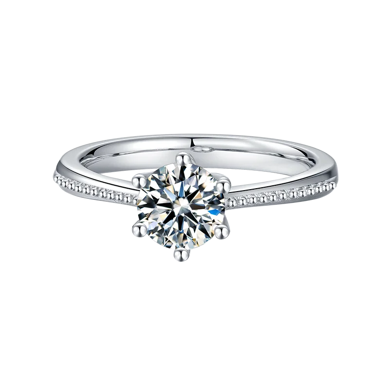 Handmade Wedding Band Classic Design Jewelry 14k White Gold Engagement Moissanite Stone Ring