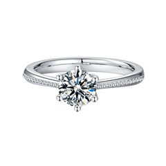 Handmade Wedding Band Classic Design Jewelry 14k White Gold Engagement Moissanite Stone Ring