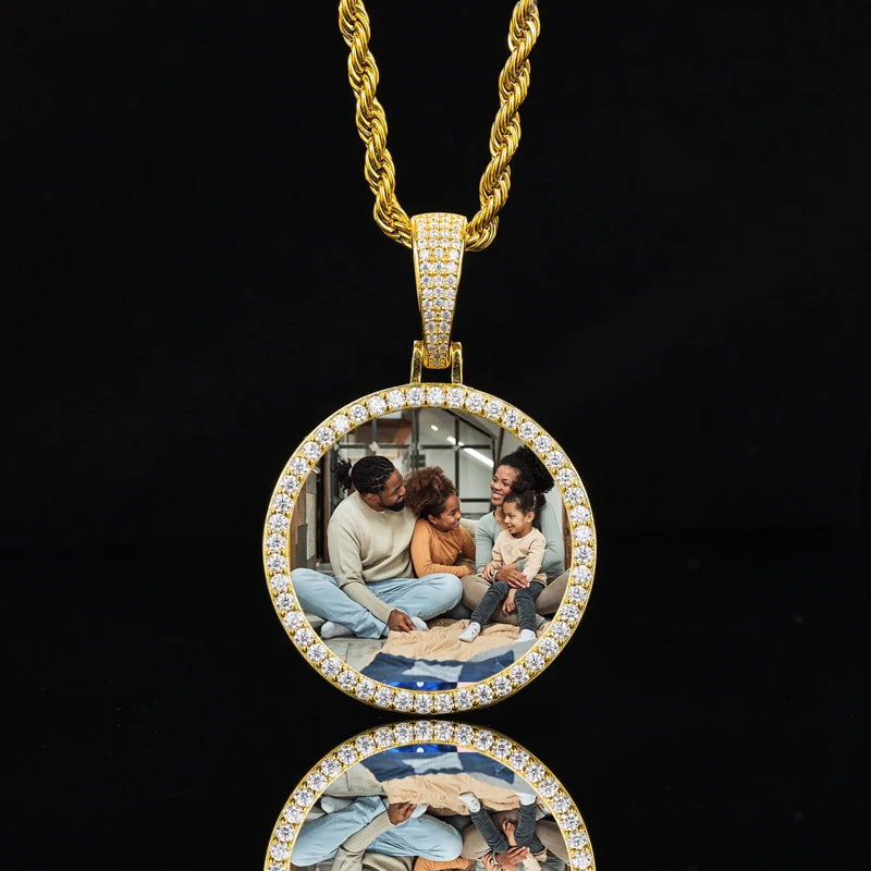 Ice Stone Hip Hop D Color Moissanite Custom Photo Pendant Necklace